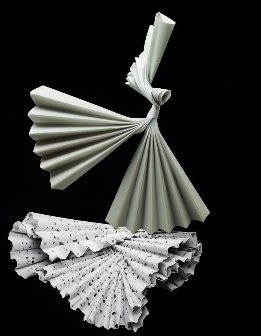 Elegant Sculpture in Dreamlike Museum with Golden Lighting