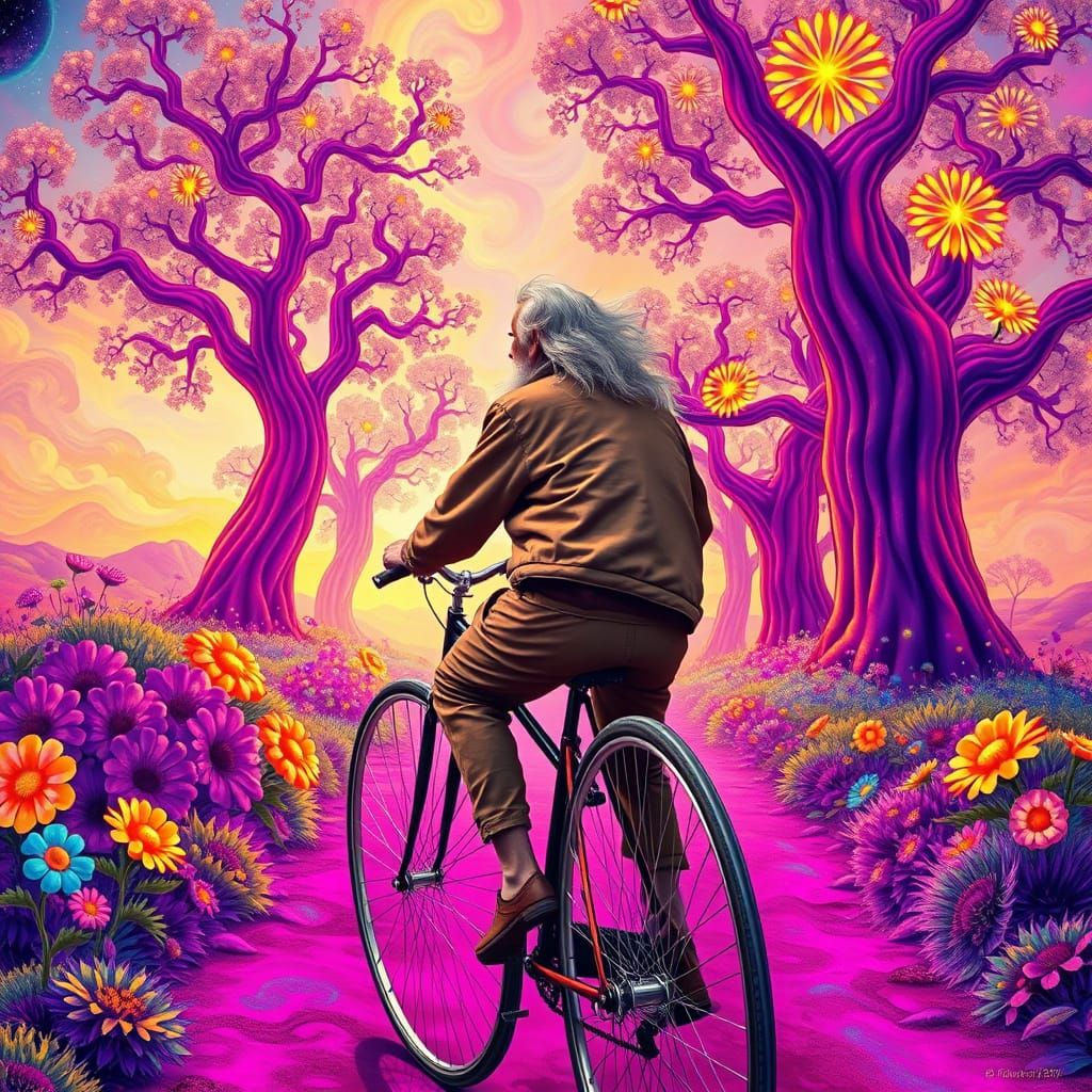 Vintage Gentleman Pedals Through Psychedelic Dreamscape on P...