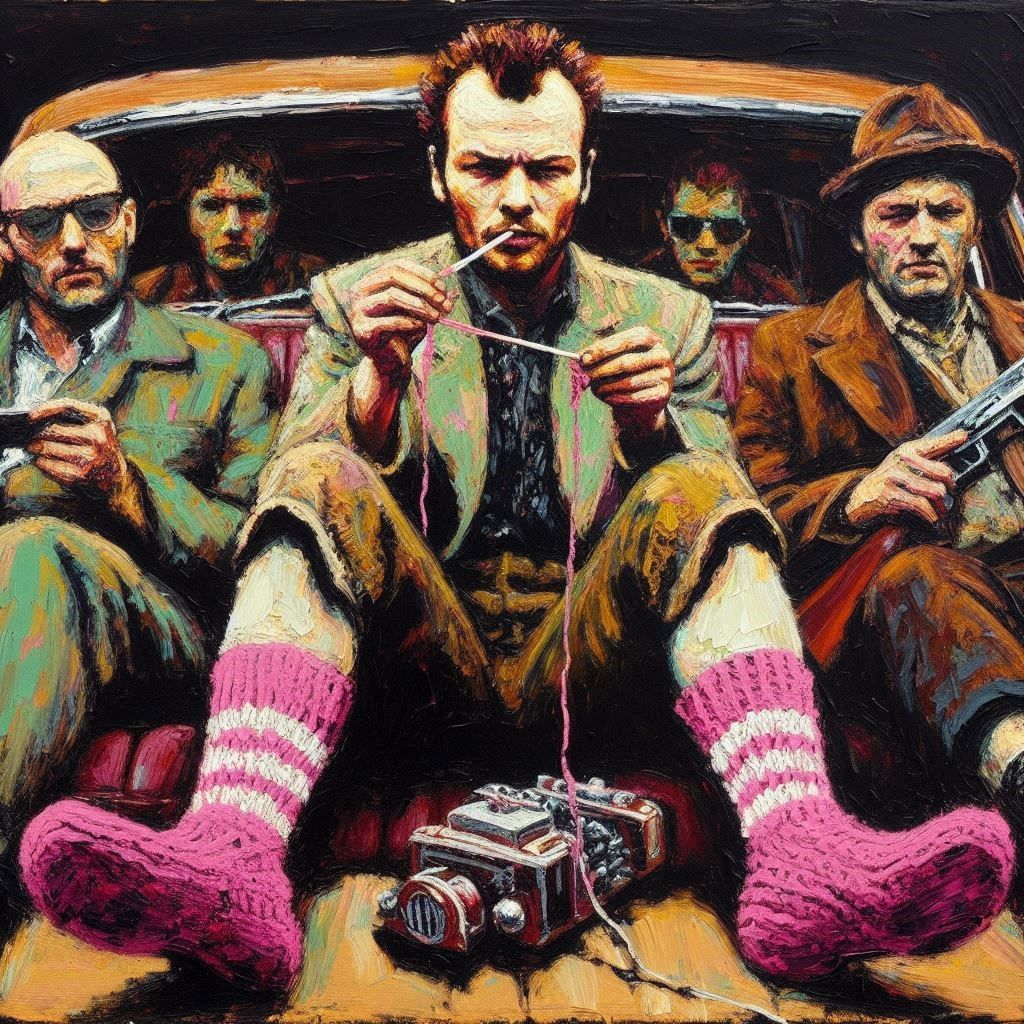 the pink knitted sock gang