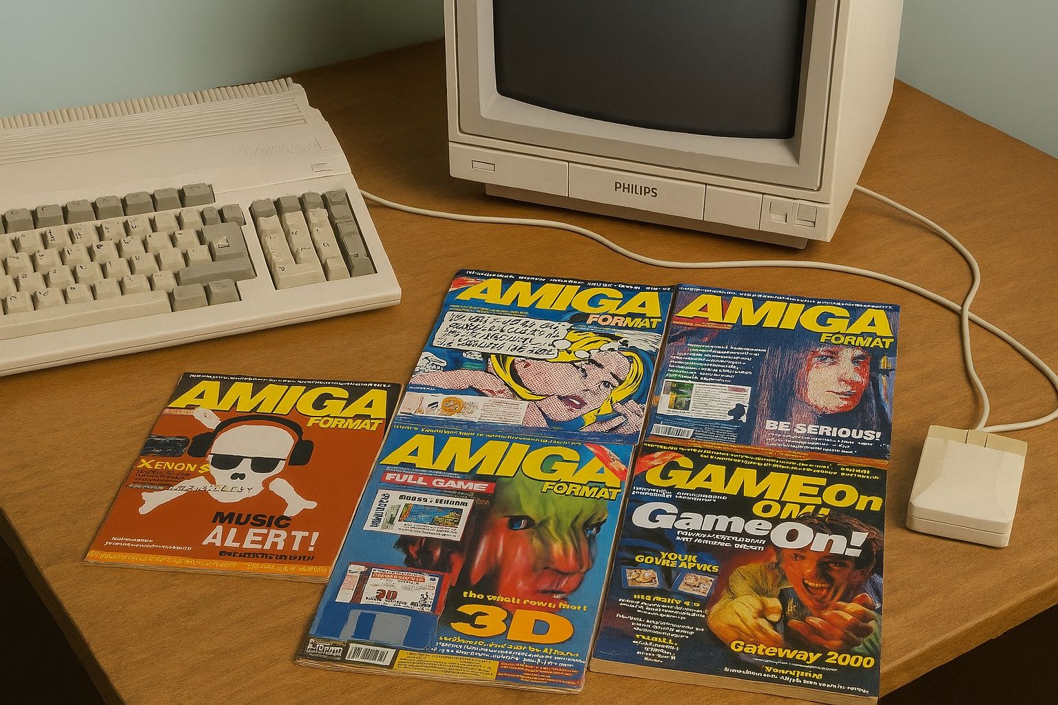 Amiga Format magazine collection. From 1989 with Amiga 500 and monitor. - Start Image 1