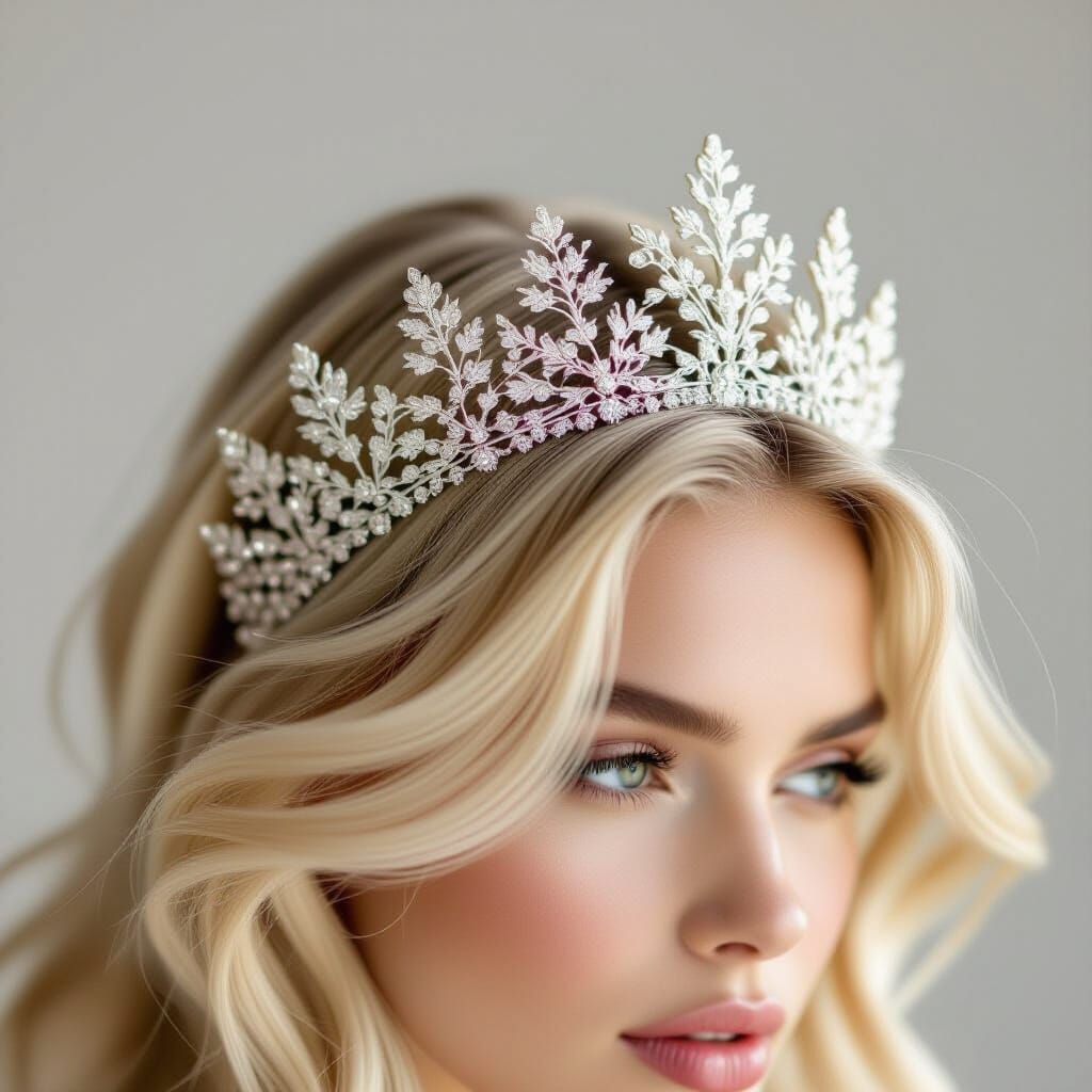 Elegant Blonde Hair Crown in Hyperrealistic Style