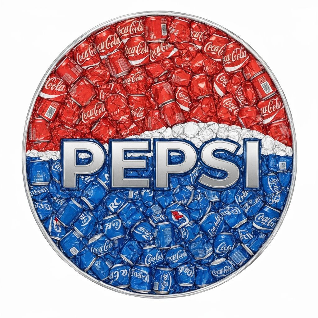 Pepsi Logo Mosaic Made of Crushed Soda Cans