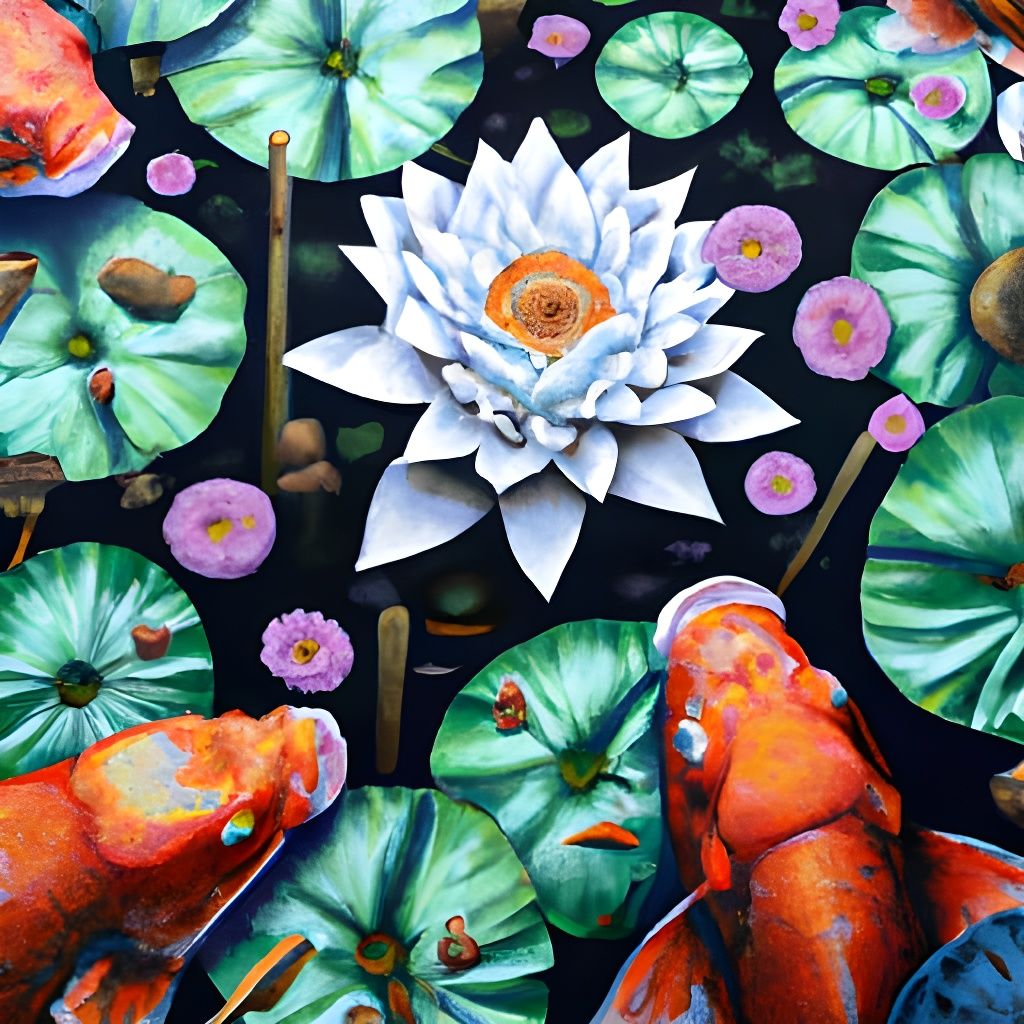lotus and koi fish