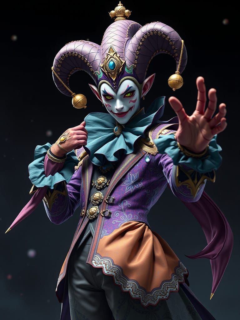 the jester card By artist "anime", 3d anime art, inspired by WLOP, Artstation, #genshinimpact pixiv, ...  by @jeduardocwb