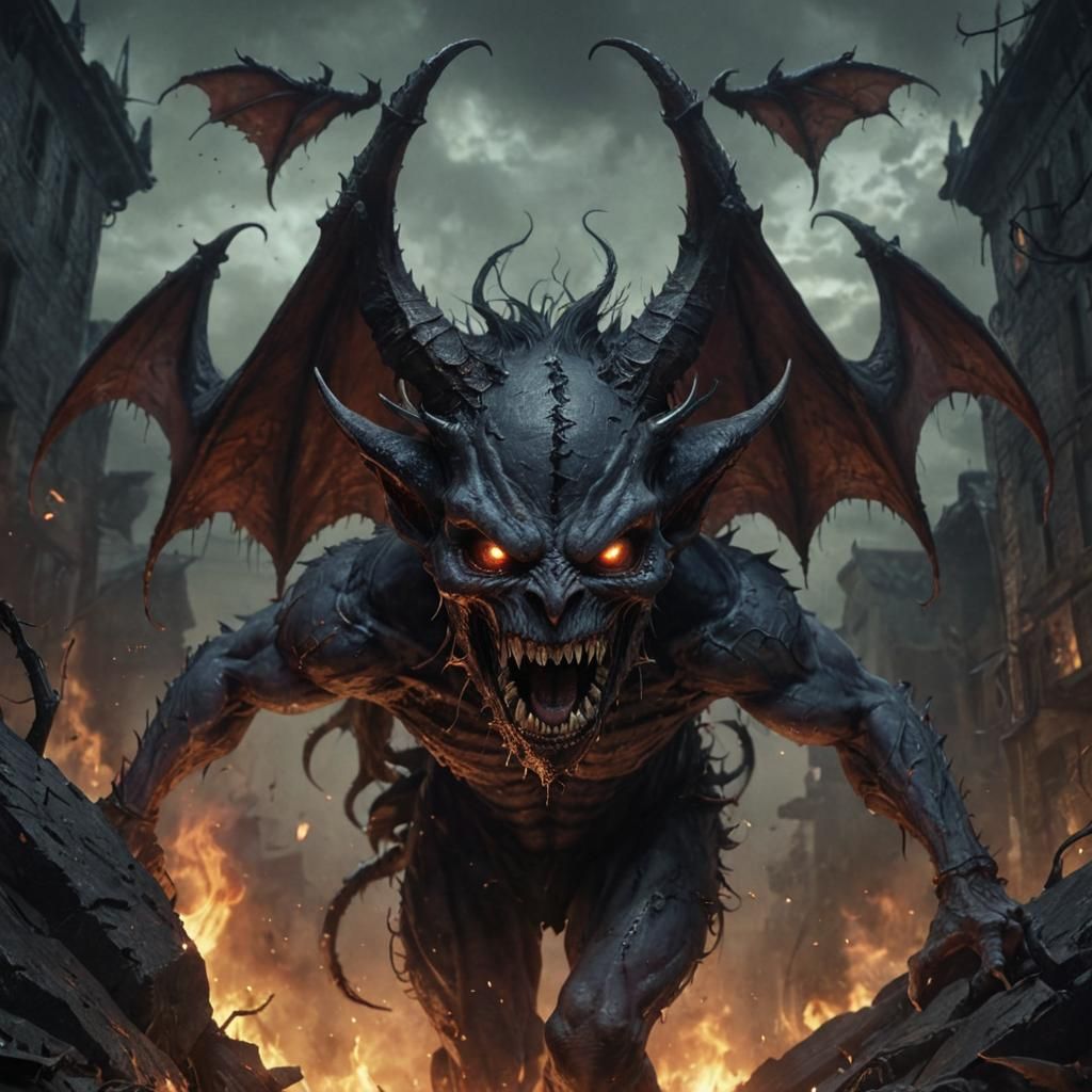demon climbing out of hell.