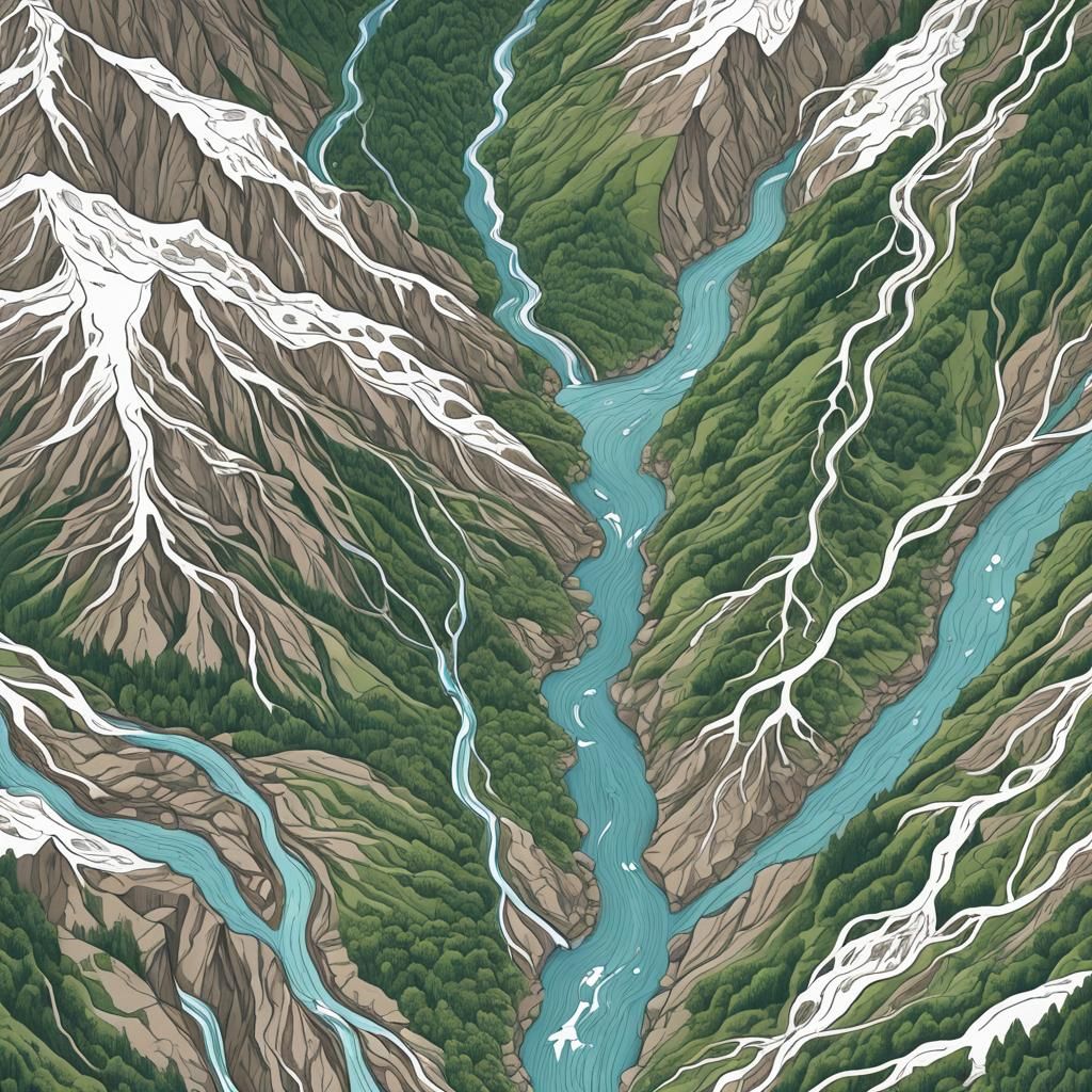 Create a detailed and visually appealing illustration of a river as a ...