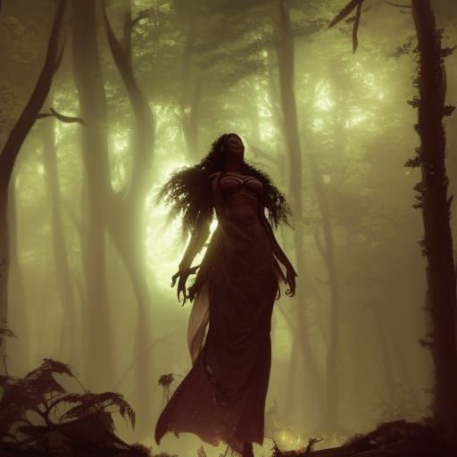 high fantasy forest black woman witch goddess - AI Generated Artwork ...