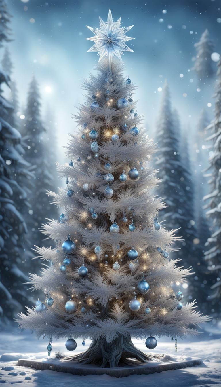 Icy Christmas tree - AI Generated Artwork - NightCafe Creator