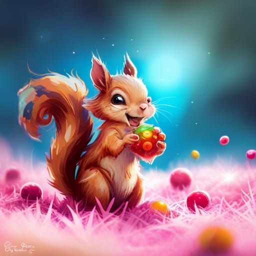 Squirrel in Candyland  by @MordecAI