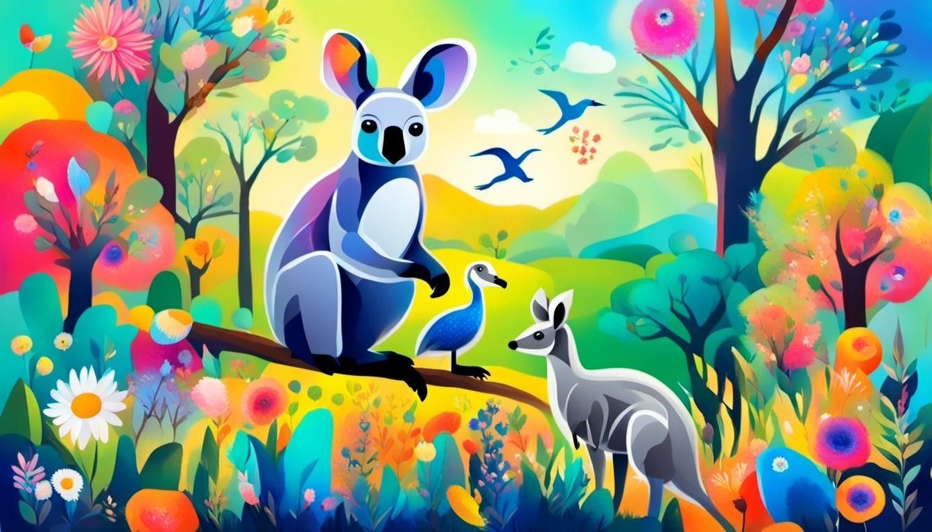 Illustration with kangaroos