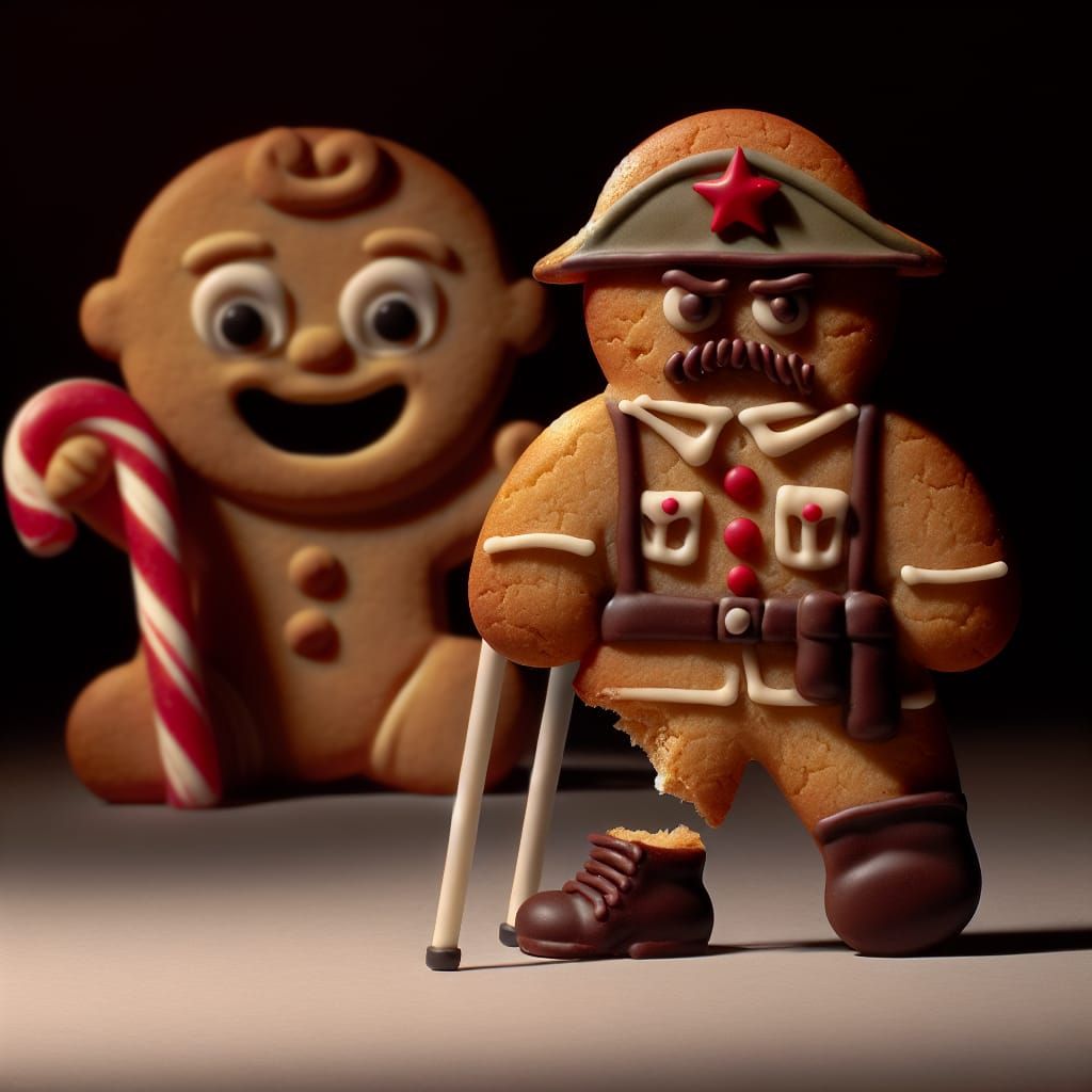 Whimsical War Veteran Gingerbread Man
