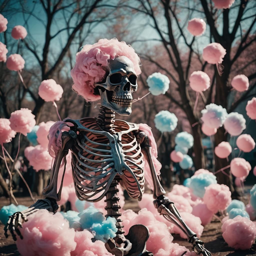 cotton candy skeleton