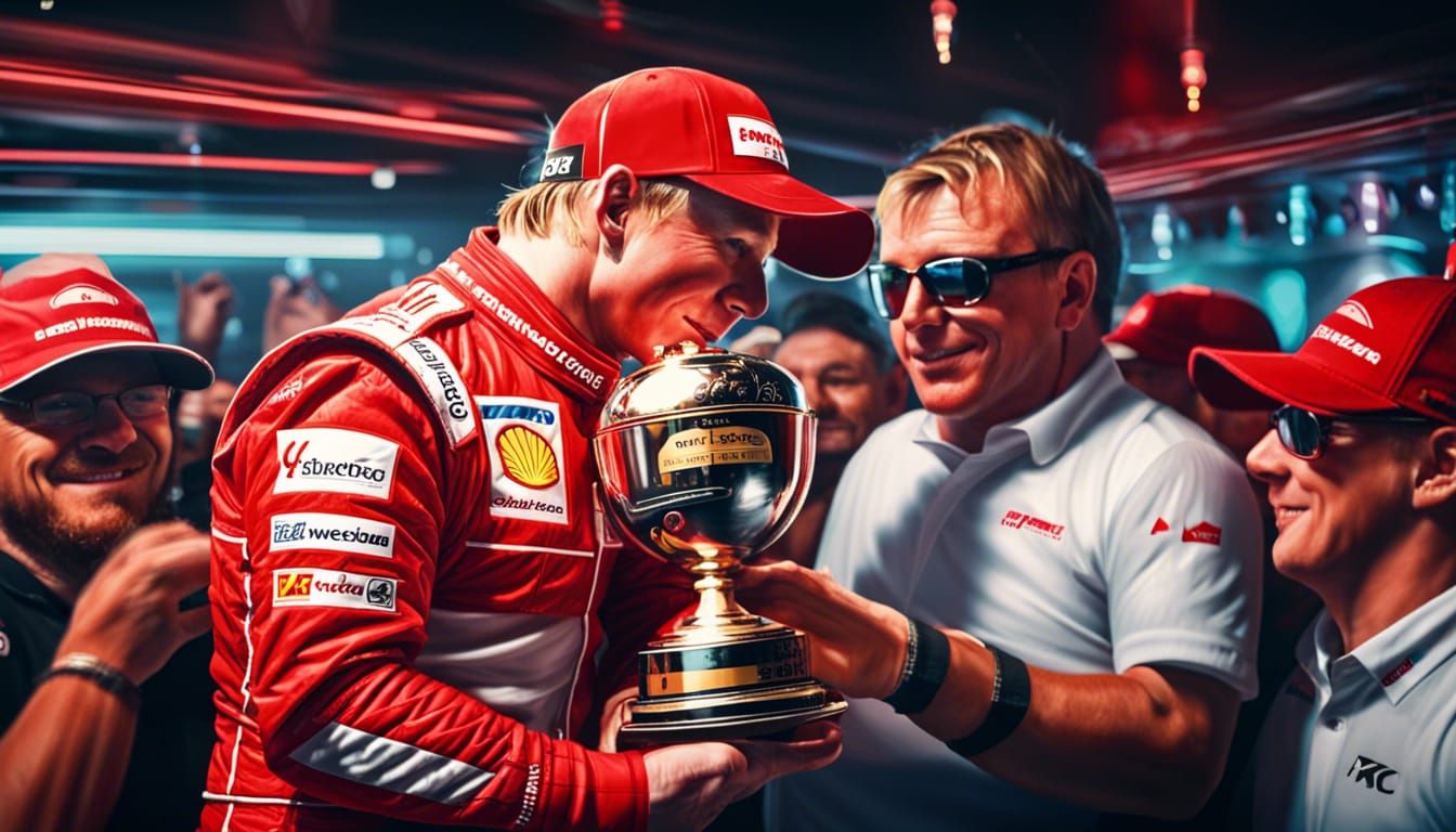 Kimi Raikkonen gets drinking trophy