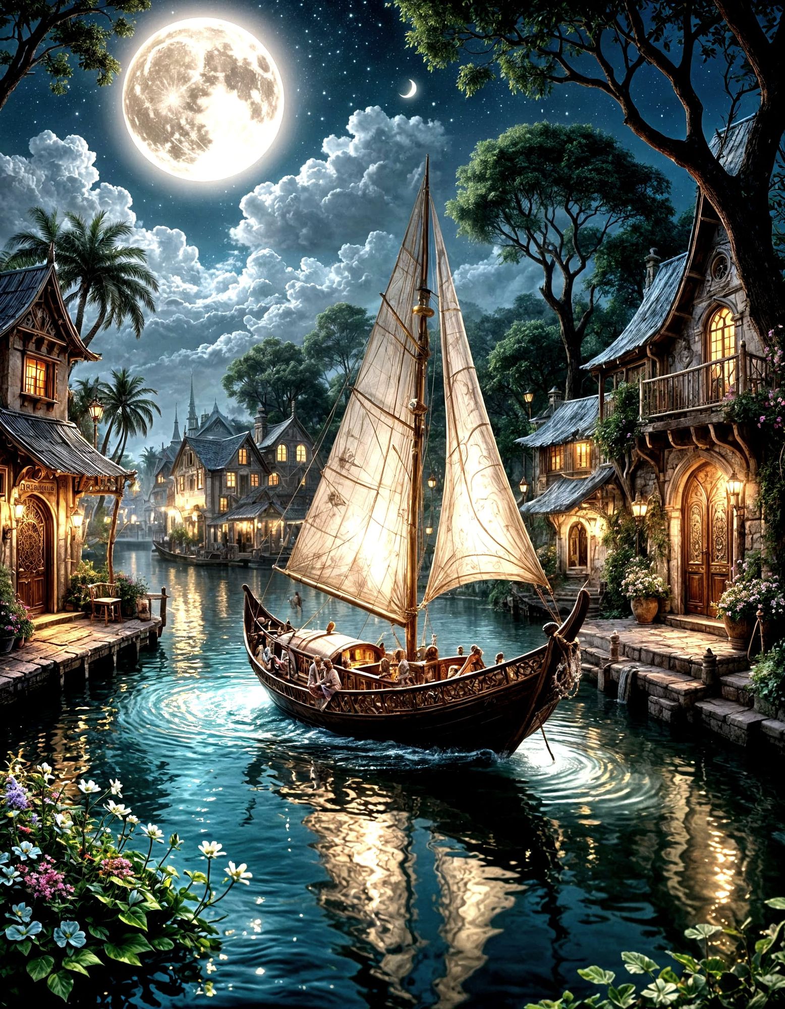 A completely imaginary hyperdetailed whimsical magical utopian fantasy creation in rococo surrealistic way A small yet extremely gracious fe...