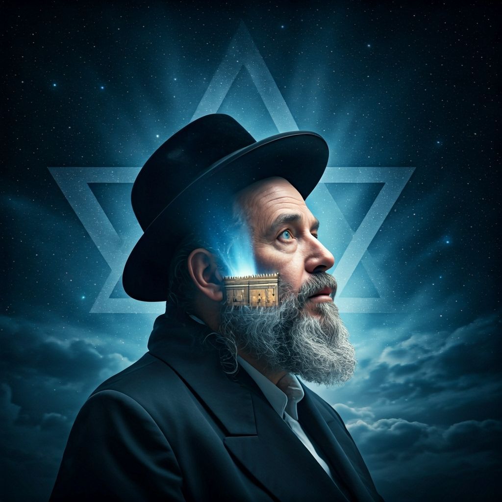 Hasidic Man's Vision: Holy Temple Descent in Double Exposure
