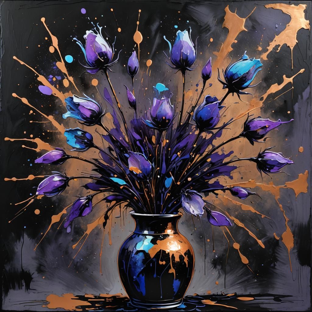 Splatter Paint Flowers In A Vase AI Generated Artwork NightCafe