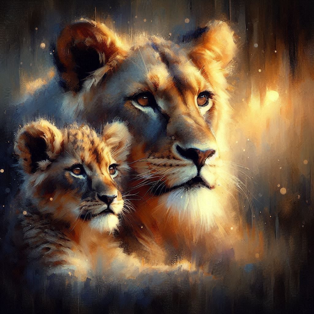 Lioness and Cub  by @Punkmeister