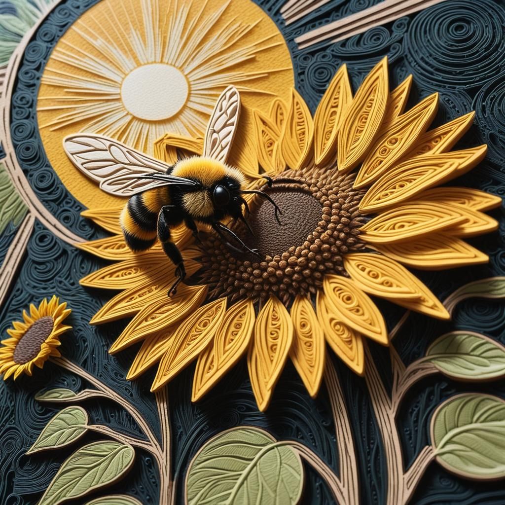 Bumblebee and sunflowers  by @QueenKittyKat