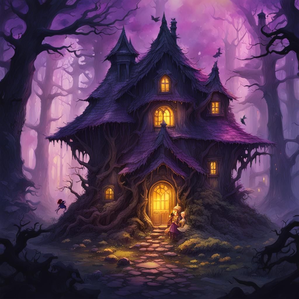 dark forest with a little witch House   by @forest_witch_francis