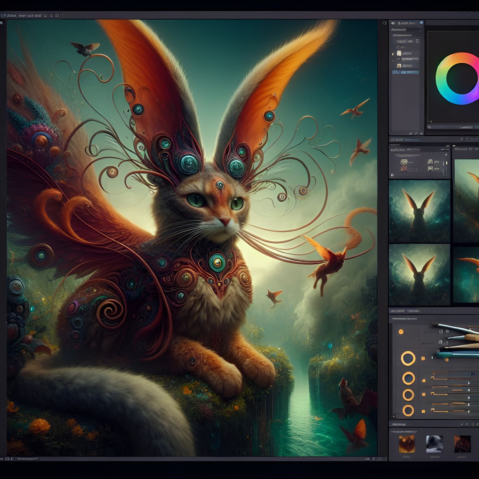 A peacock-bunny-cat.