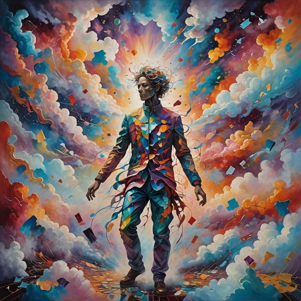 Surreal Emotional Landscape with Iridescent Hues