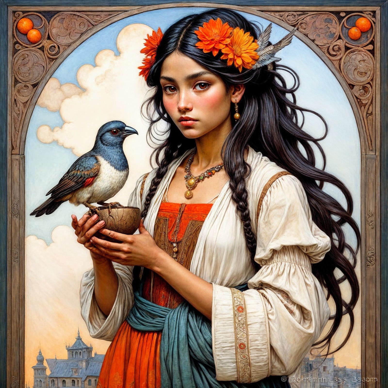 gypsy girl with the bird