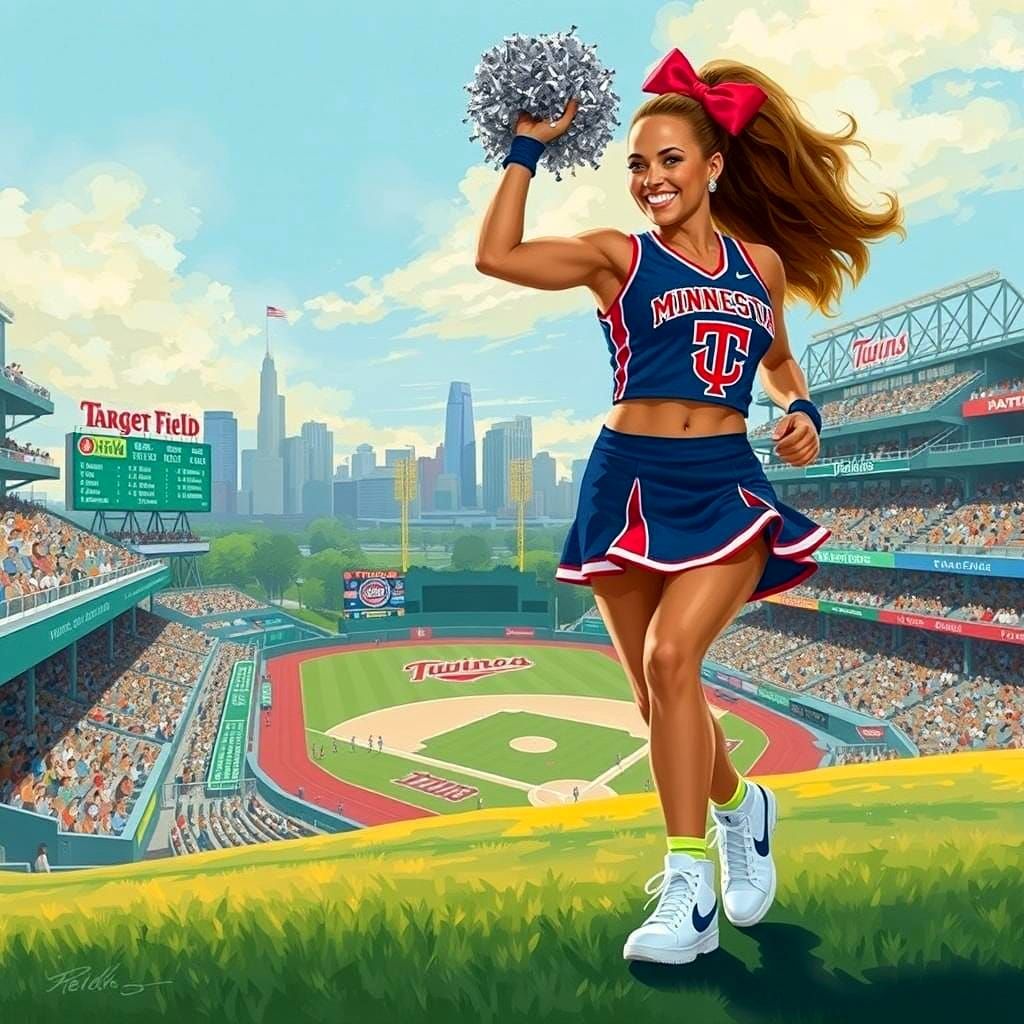 Minnesota twins cheerleaders entertaining a baseball crowd i...