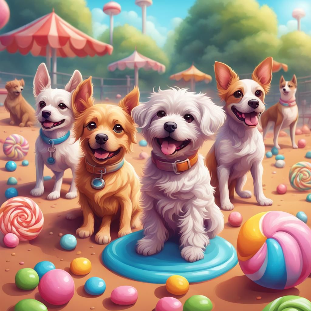 a bunch of cute dogs at the dog park - AI Generated Artwork - NightCafe ...