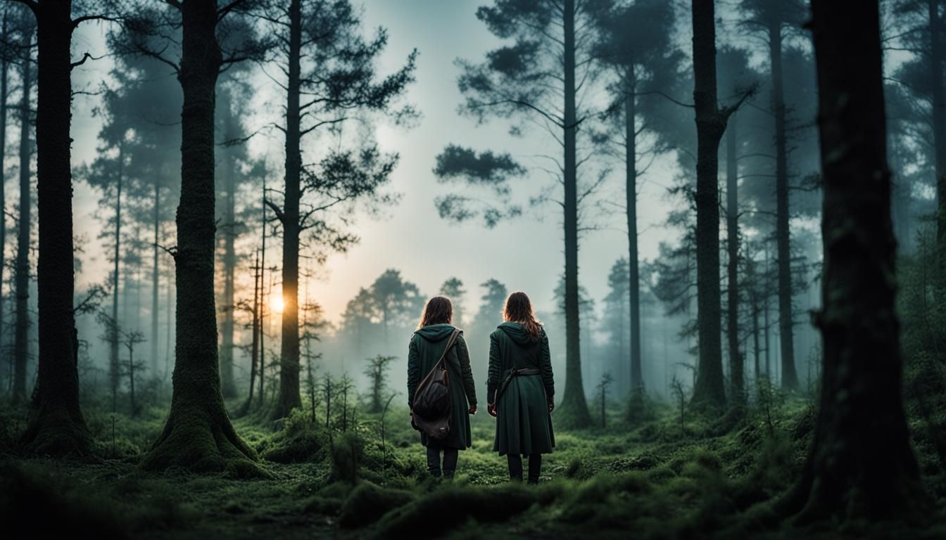Dawn, forest, trees, negotiation, primitive, meeting, only 2...