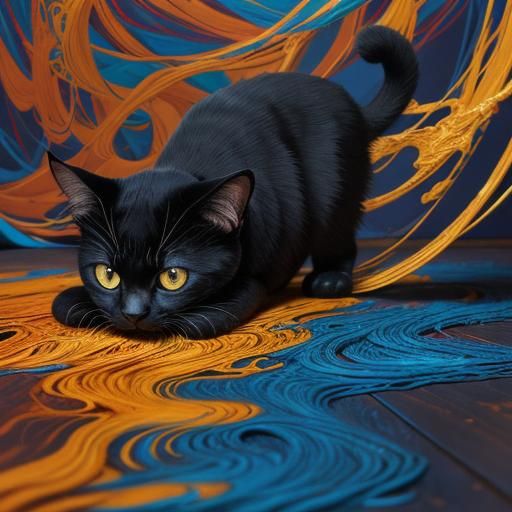 Black Cats unfurling a yarn ball
