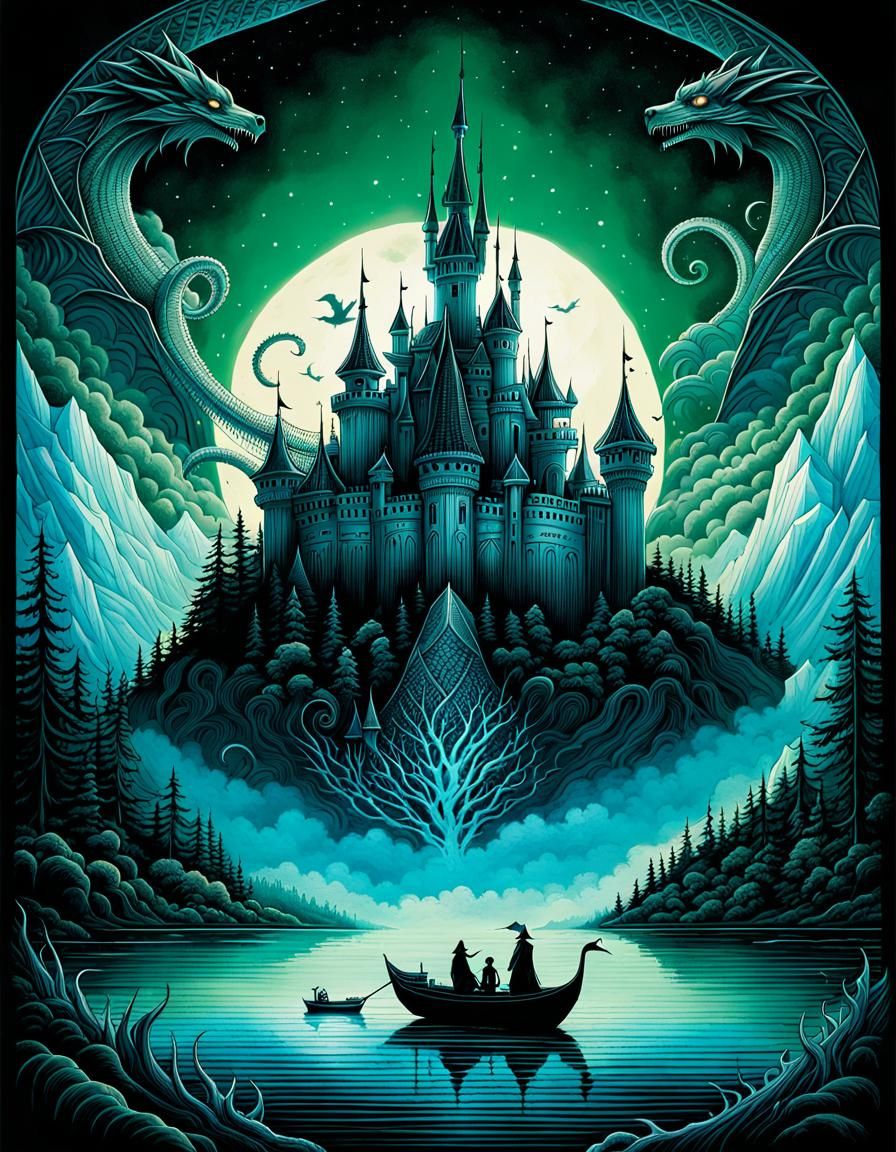 Ink-Art Fantasy Castle  by @FREEQ