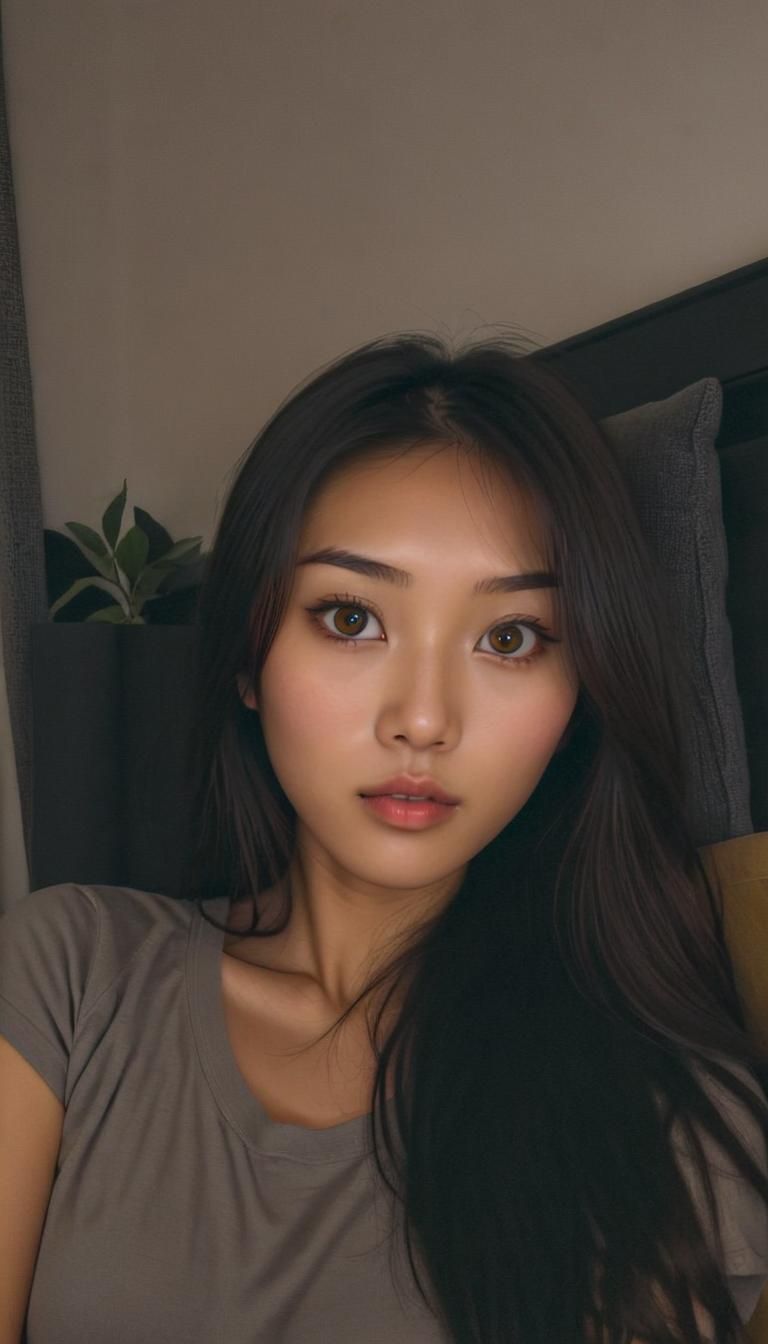 A beautifully structured Asian European mixed facial features with