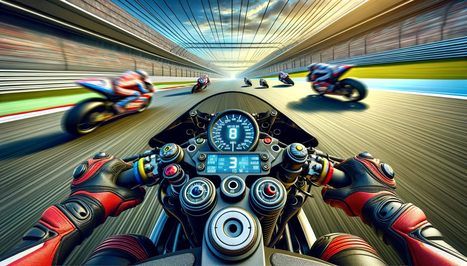 RACING A 3D REALISTIC MOTOGP SUPERBIKE ON A RACETRACK.