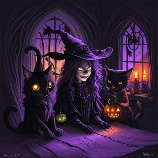 Spooky Birthday Party where cats act like witches