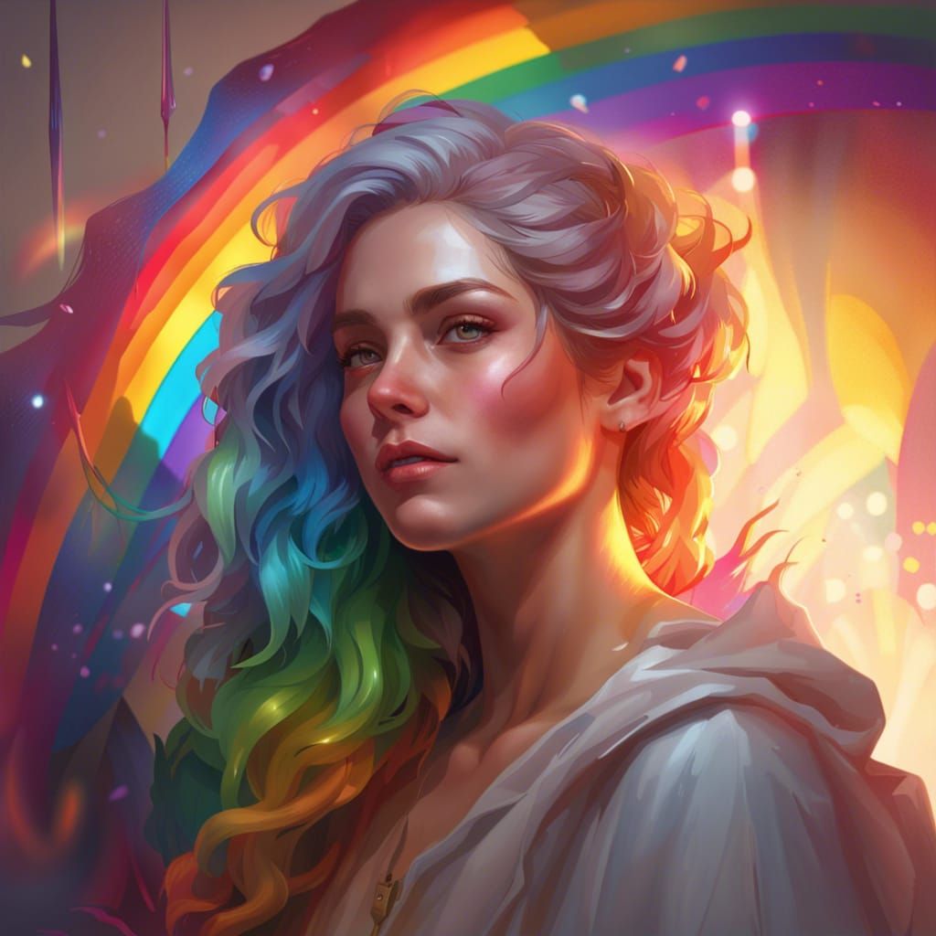 Rainbow girl AI Generated Artwork NightCafe Creator