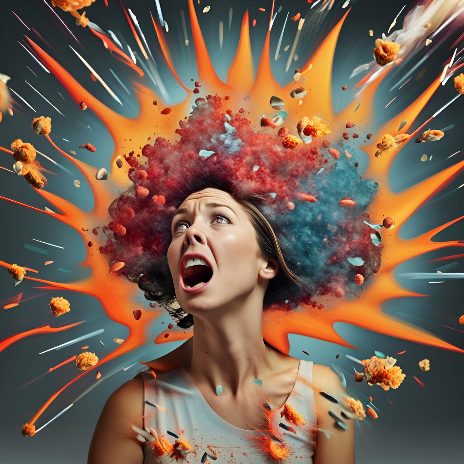 Woman’s head exploding