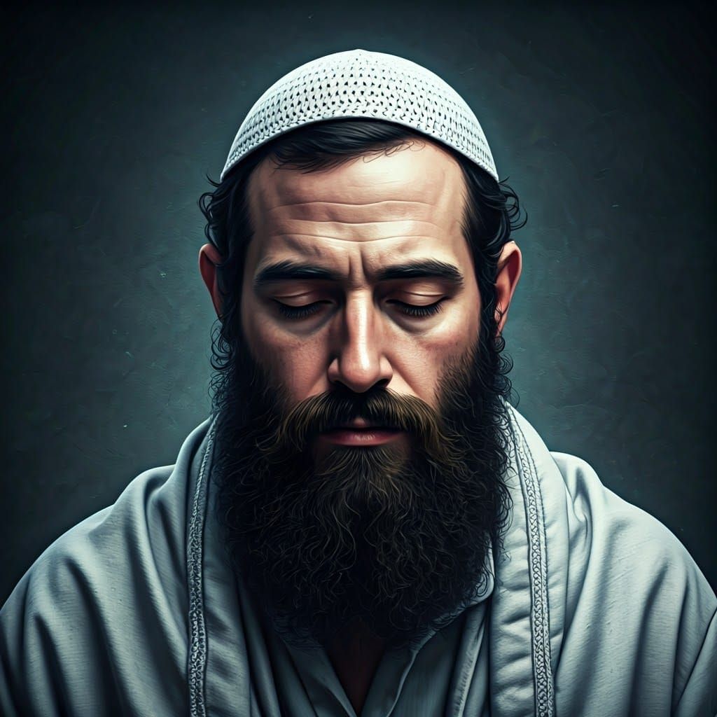 Contemplative Hasidic Man in Detailed Matte Painting