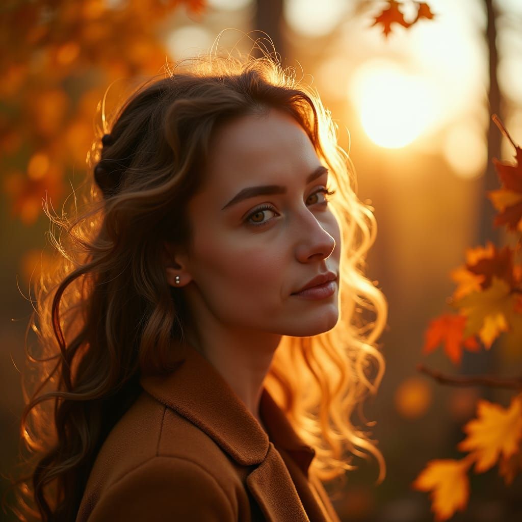Autumn Serenity: A Cinematic Portrait in Golden Light