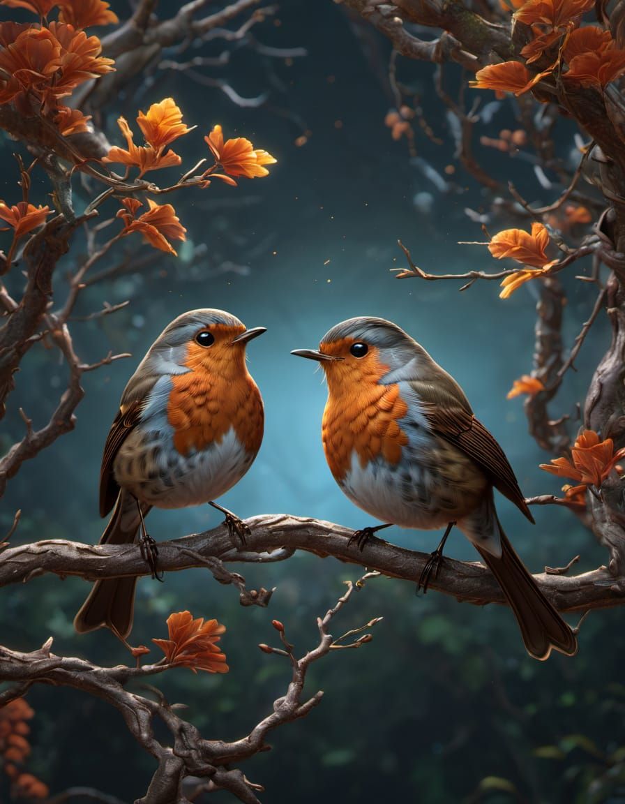 Two robins 