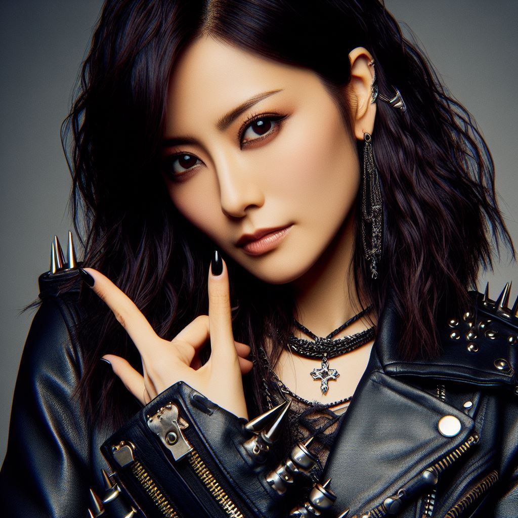 Rock Japanese girl in leather