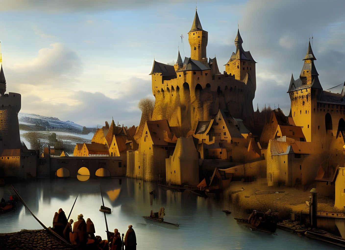 castle overlooking bridge