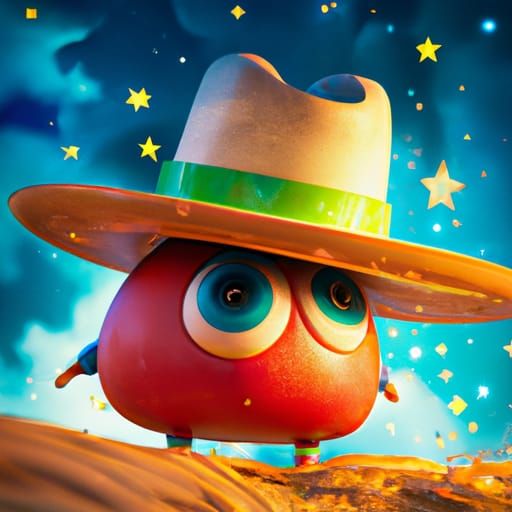 A tomato in a hat