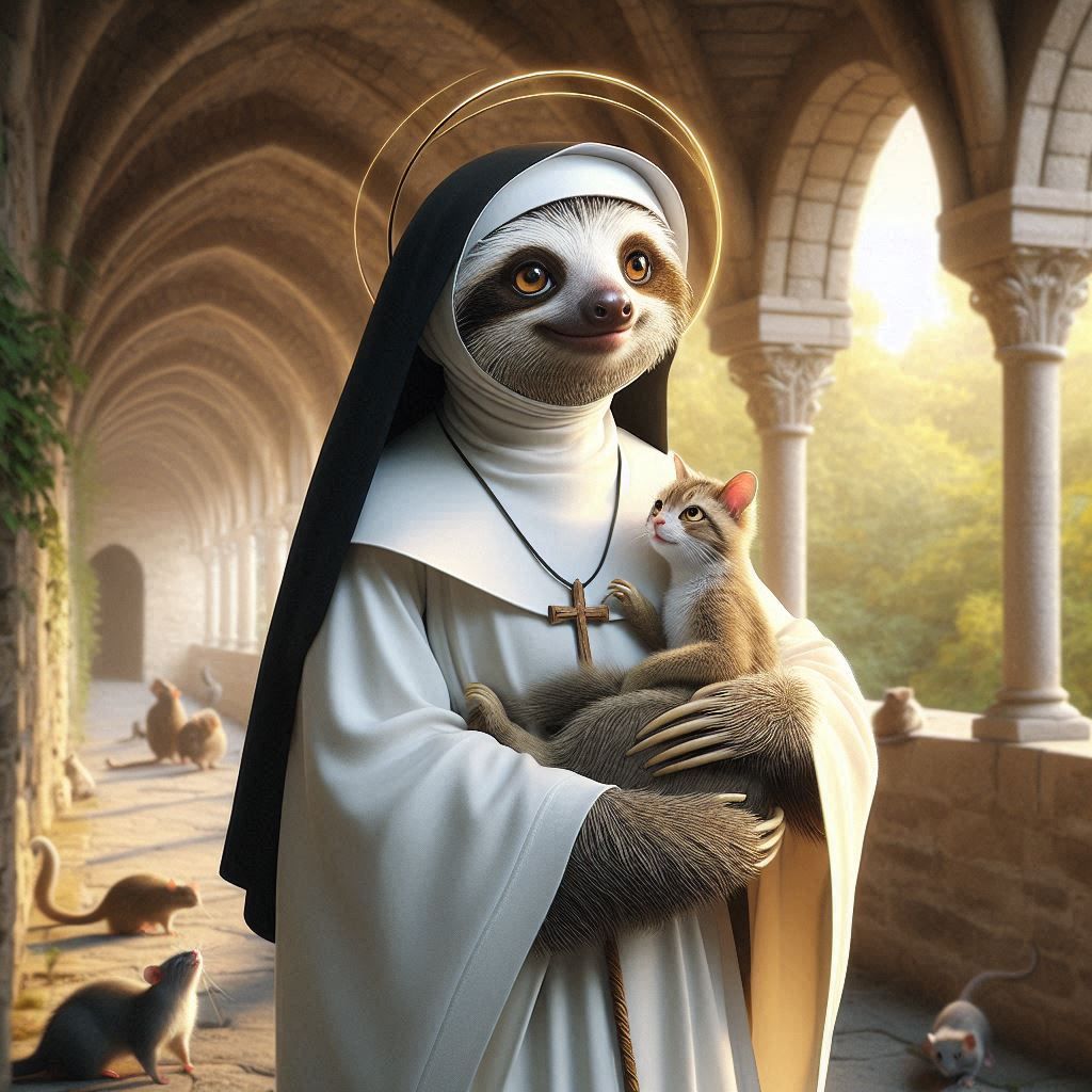 Saint Gertrudesloth of Nivelles, patron saint of cats