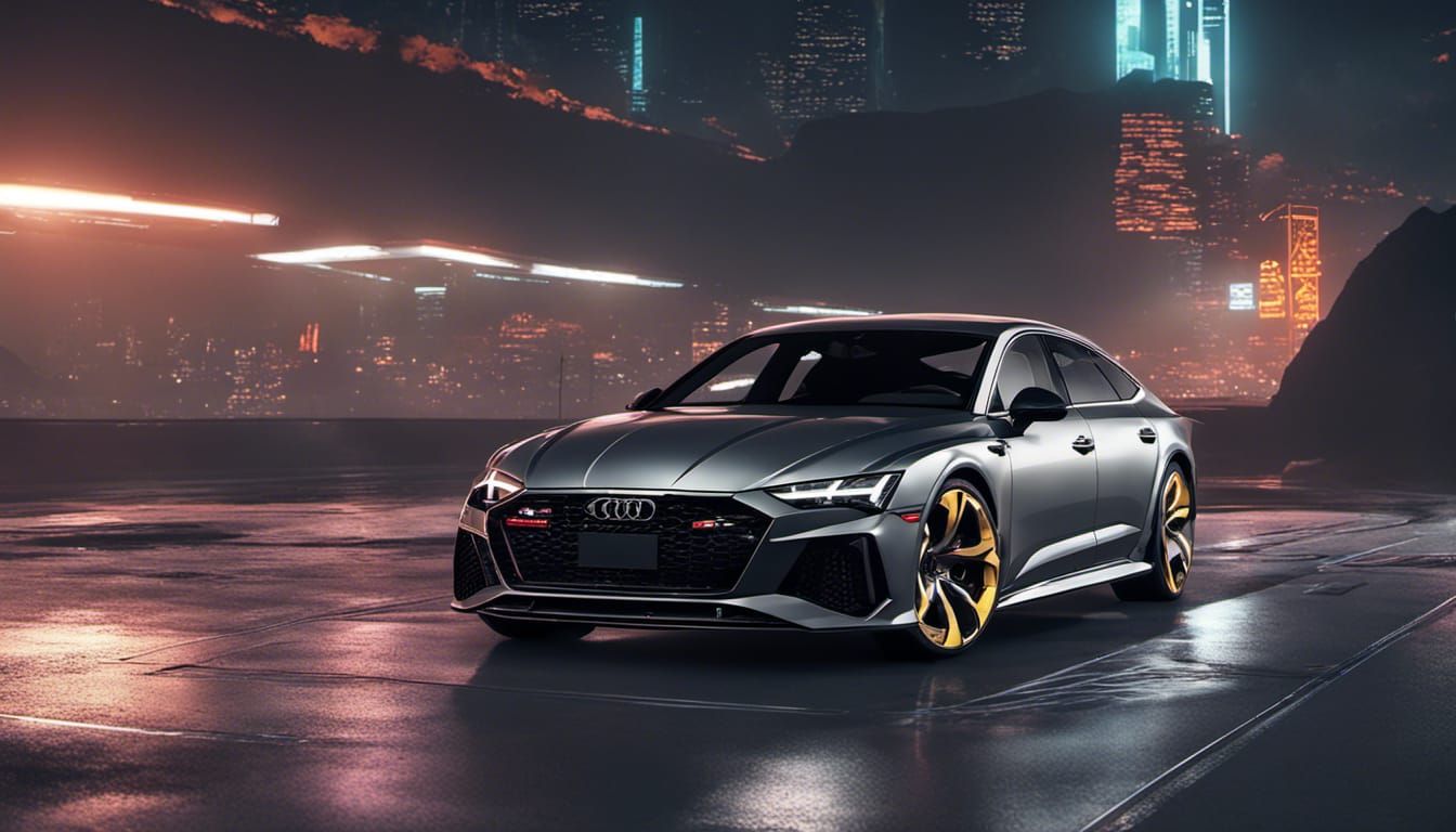 gray color Audi Rs7 sportsback 2020 car with dark mountain a...