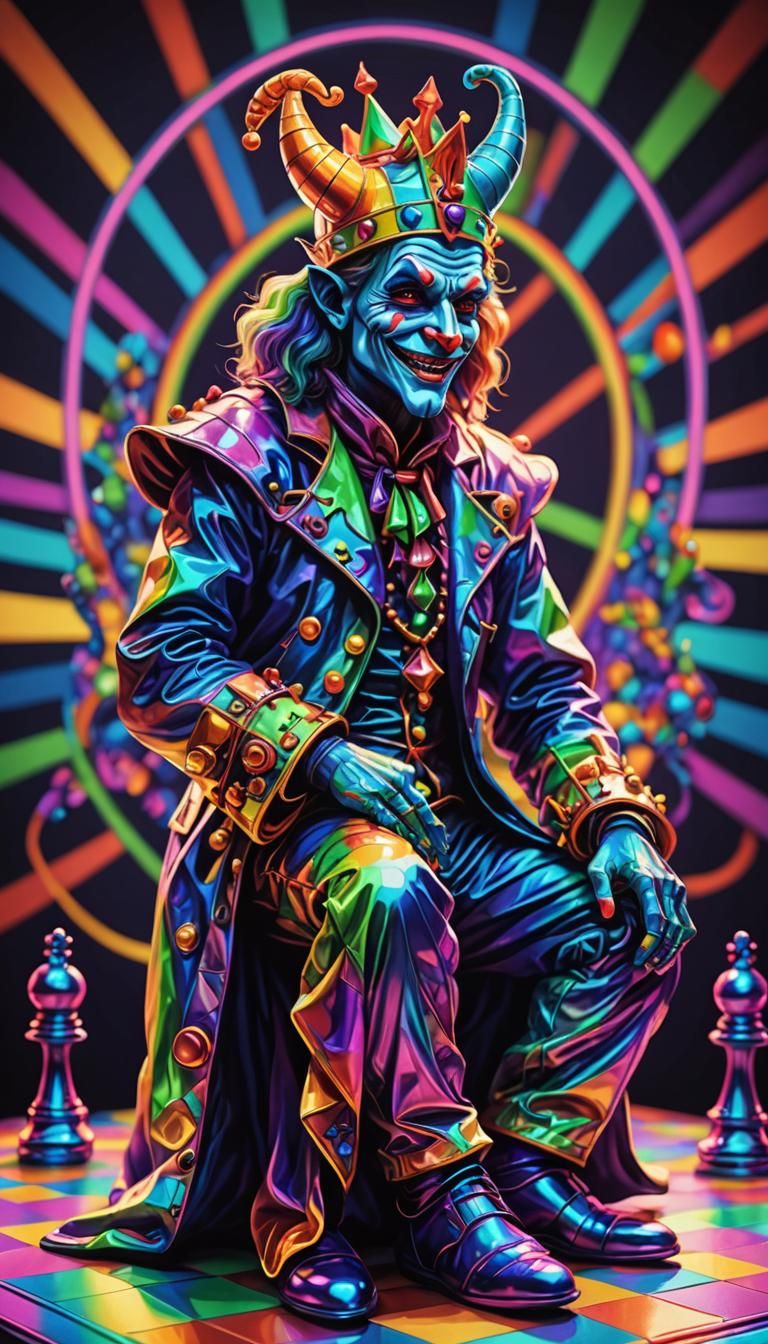 Psychedelic jester on a chessboard. - AI Generated Artwork - NightCafe ...