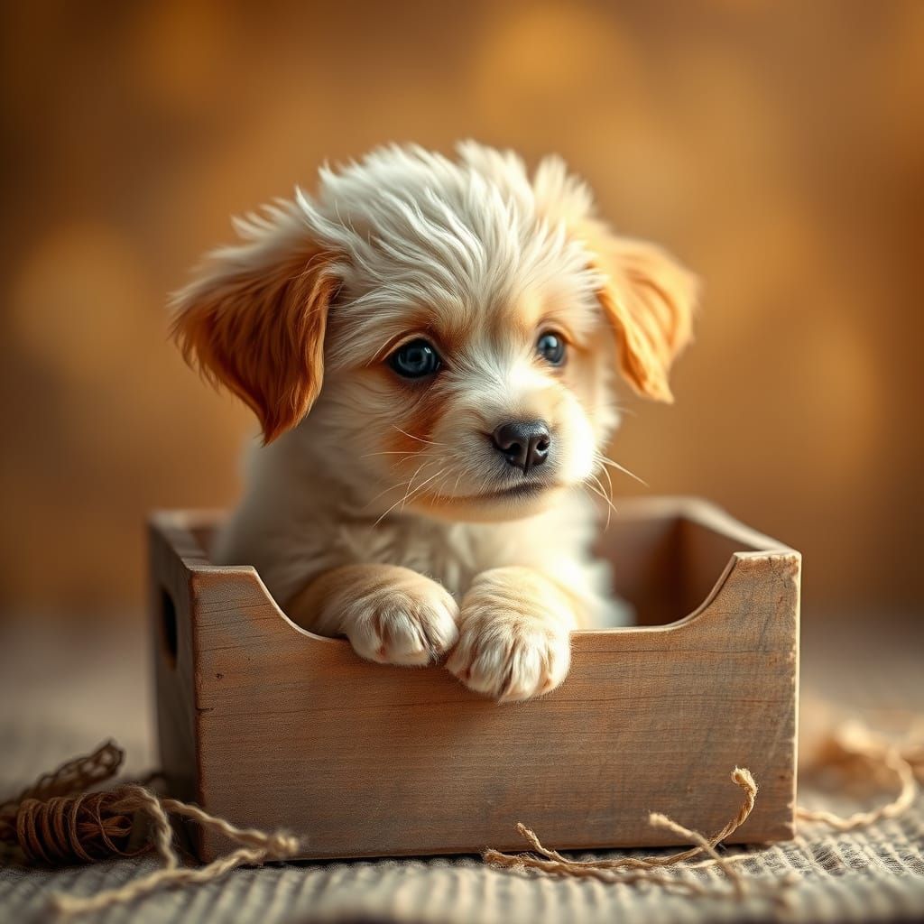 Puppy in a little carton  by @Corky2000