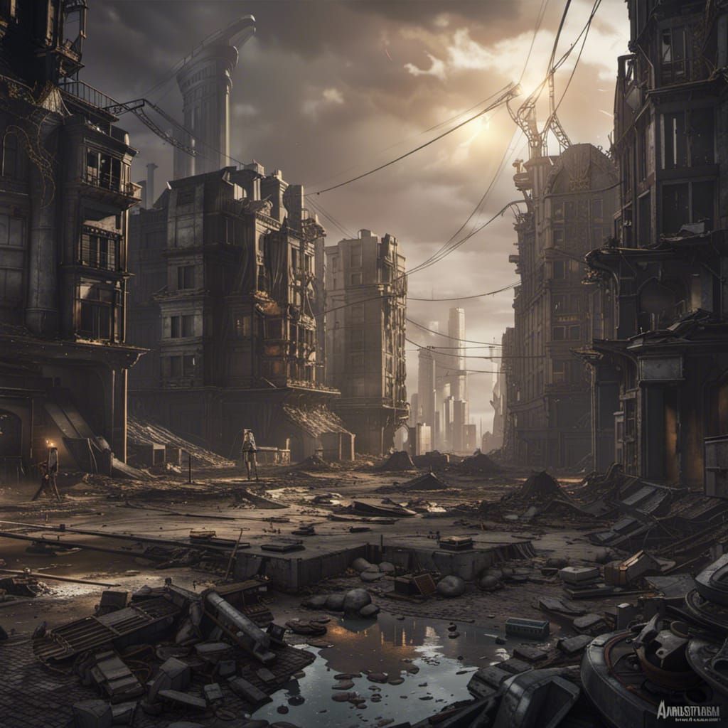 apocalyptic abandoned city ,concept art,unreal engine, movie,trending ...