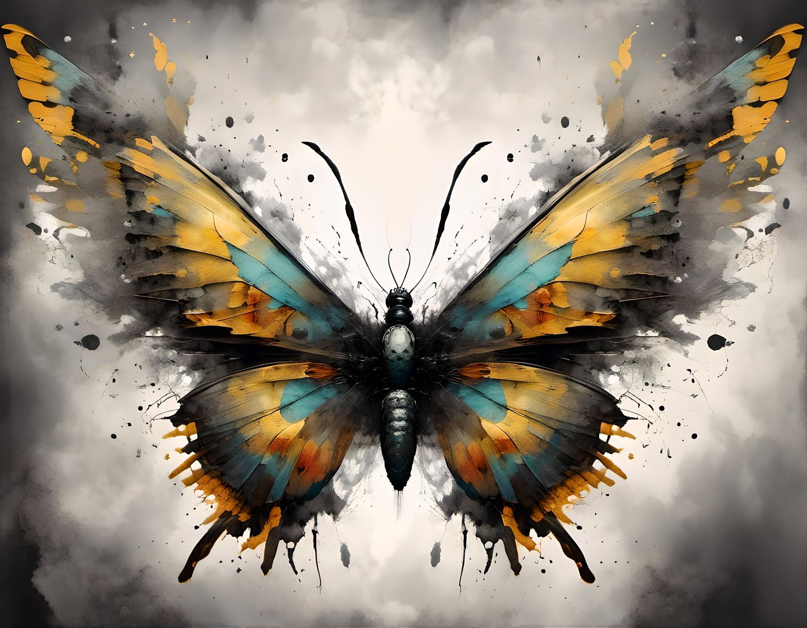 Smoky Butterfly Rorschach Art in Butterflypunk Style