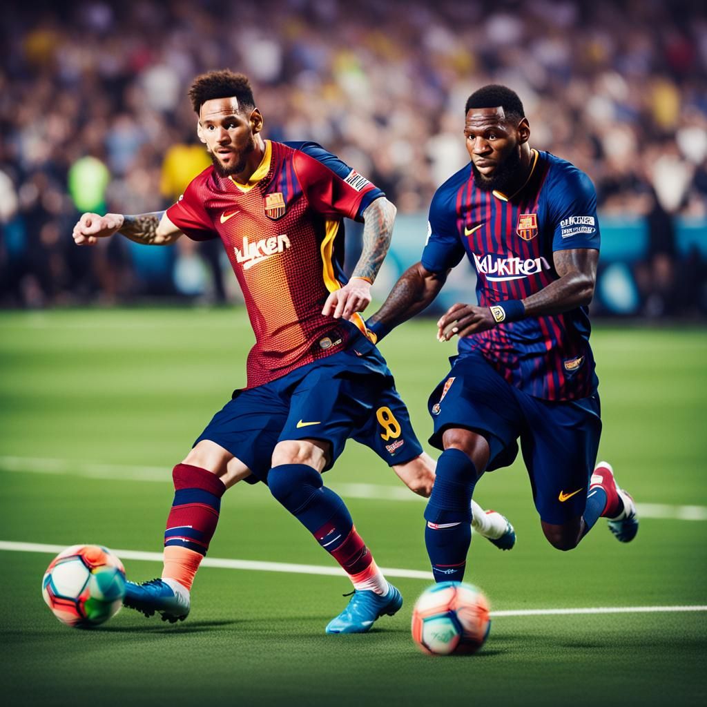 Lionel Messi and Lebron James merging together