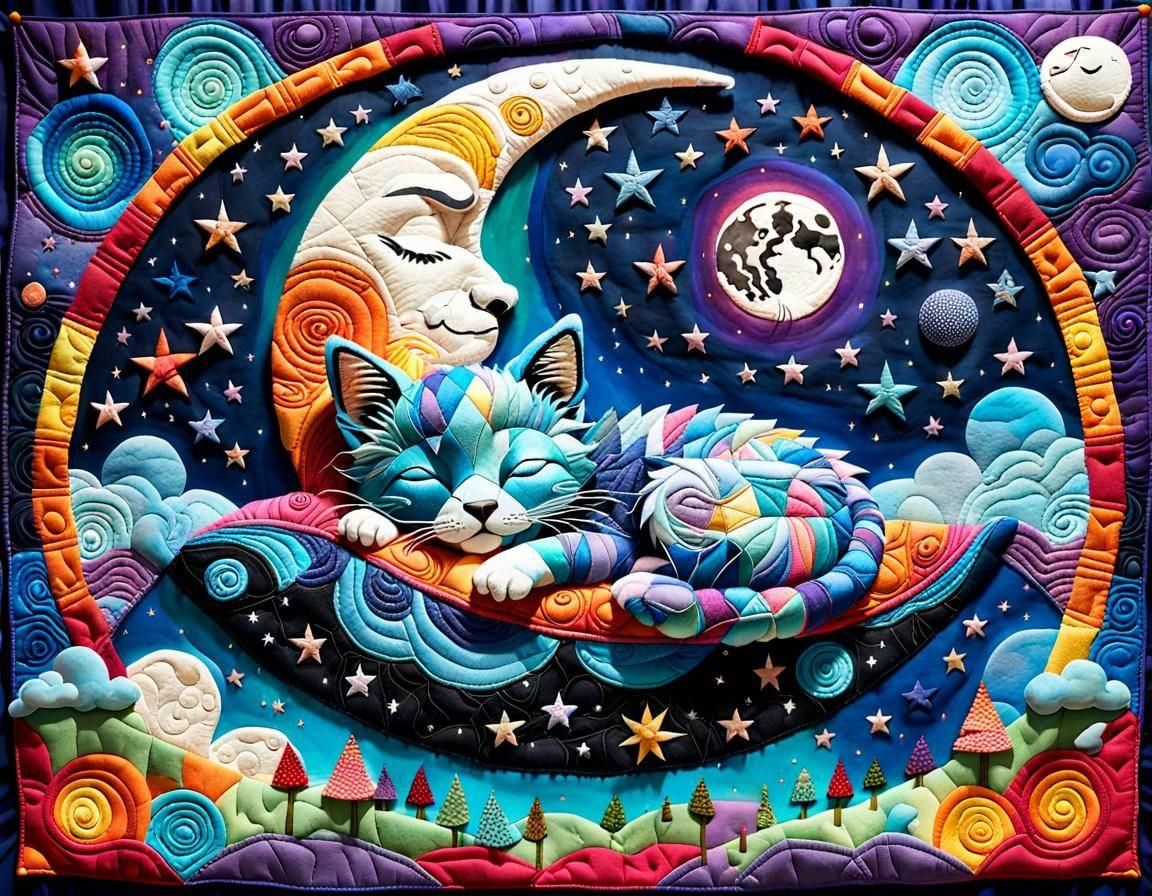 Sleepy Quilty Kitty 🐈  by @Basic_Shmasic